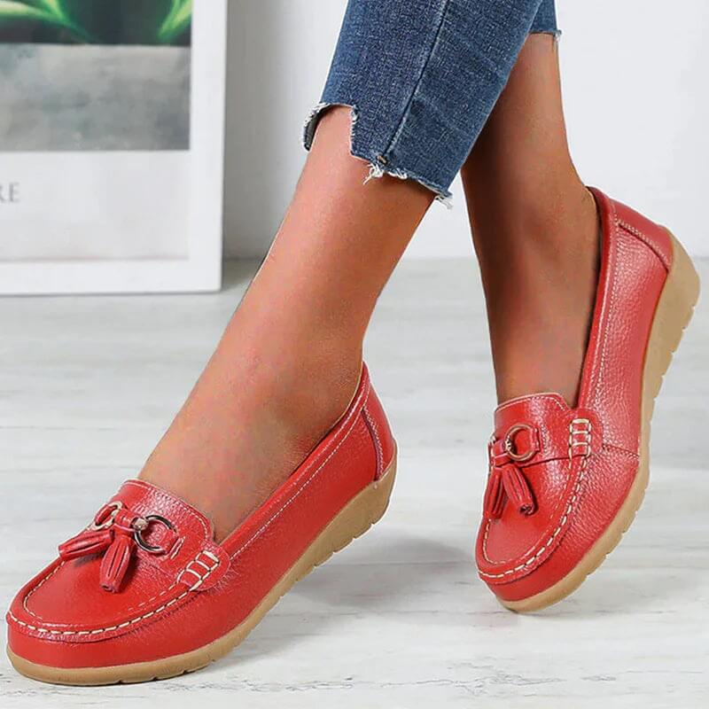 Mocassins Femme À Enfiler Finition Texturée Semelle Souple Usage Quotidien
