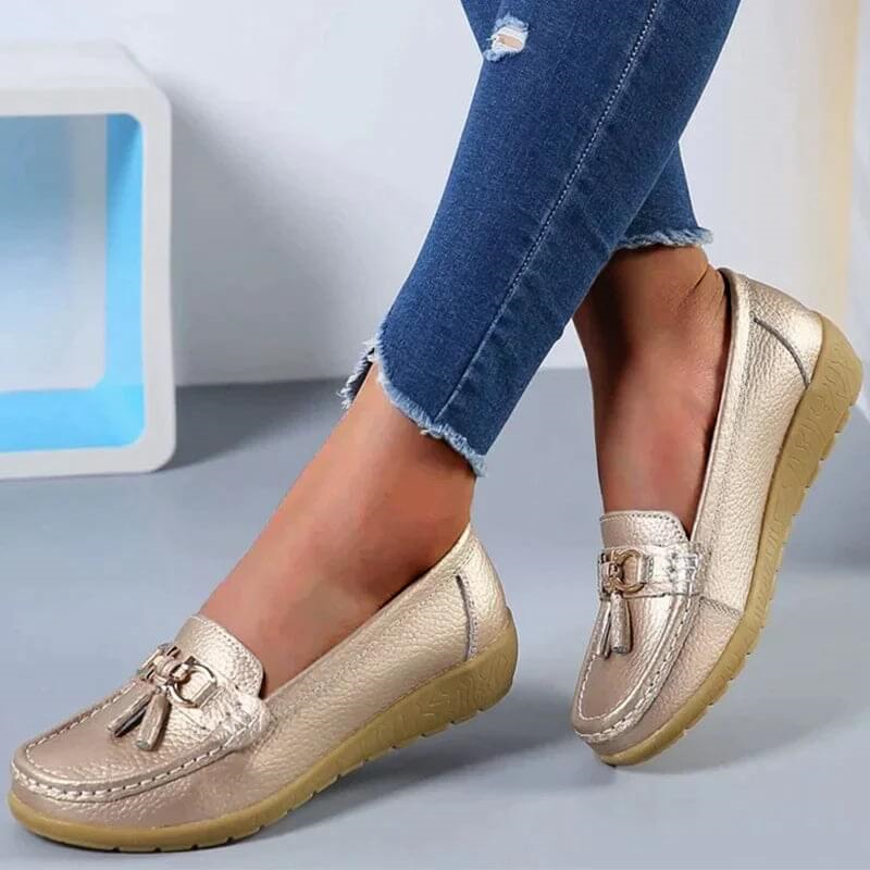 Mocassins Femme À Enfiler Finition Texturée Semelle Souple Usage Quotidien