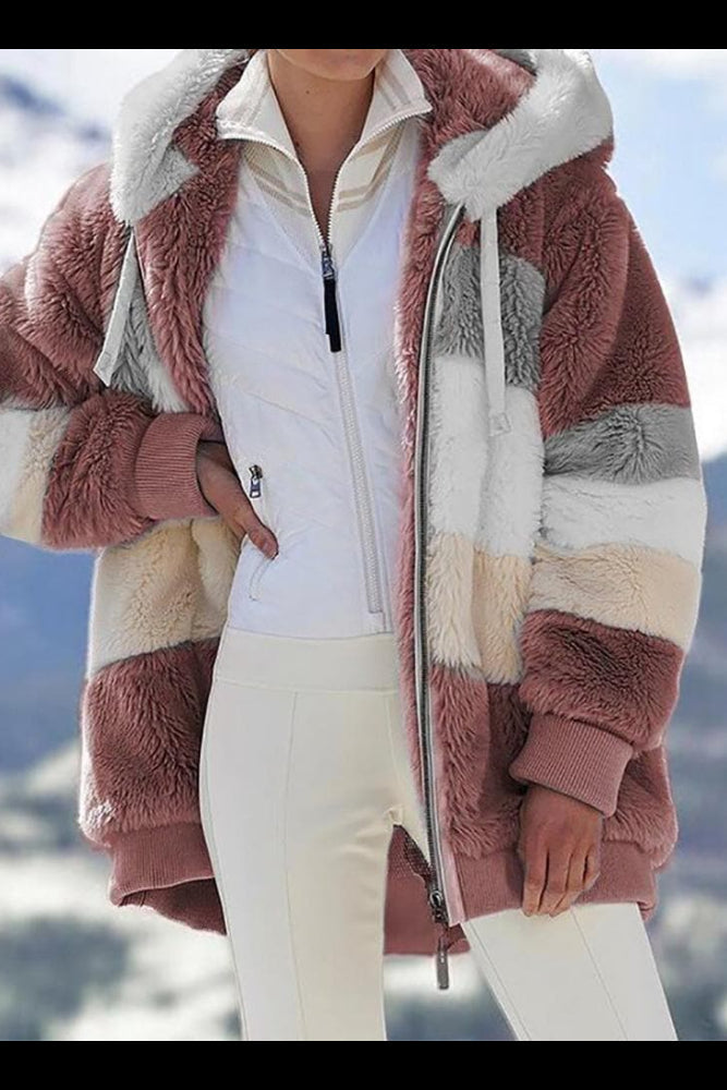 Veste polaire femme à capuche avec blocs de couleur