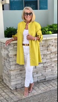 Veste Chemise Longue Femme en Coton Boutonnée Élégante