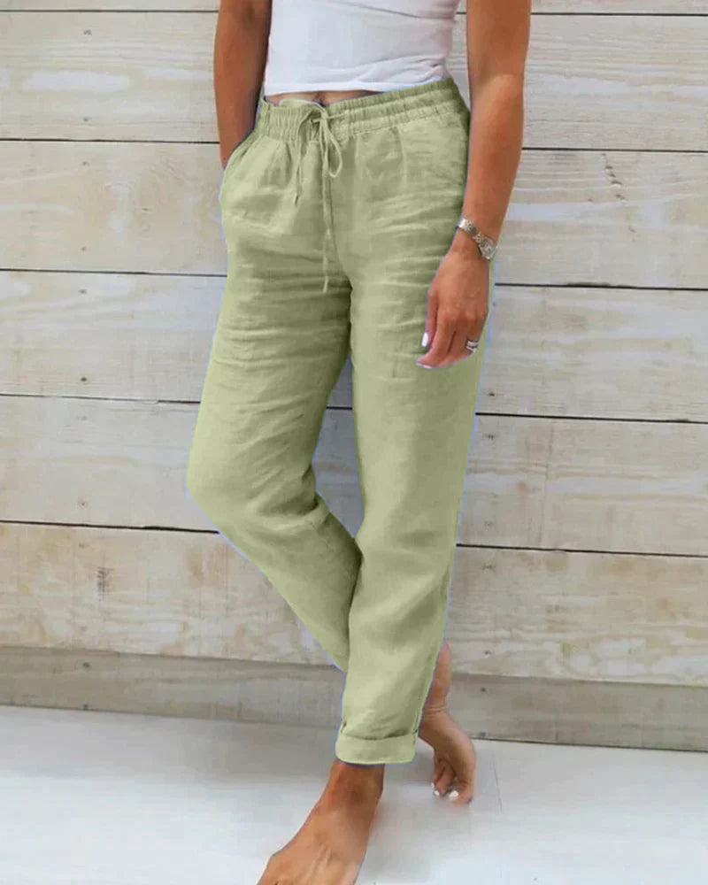 Pantalon Femme en Lin au Style Décontracté et Élégant