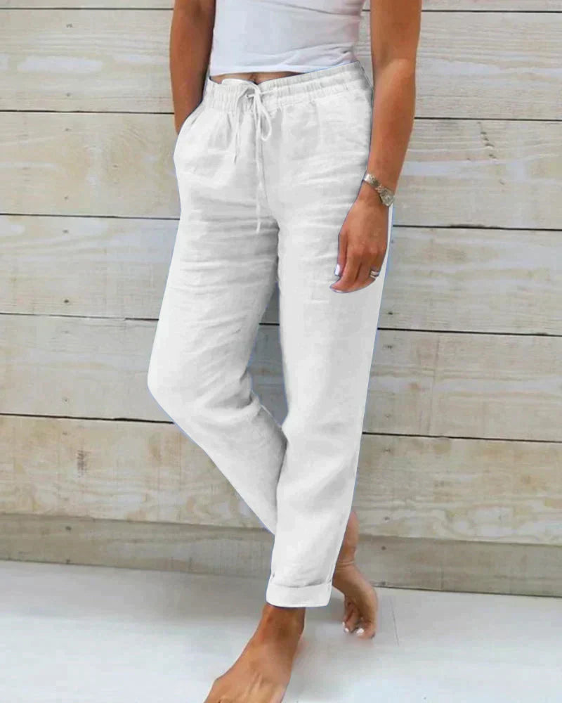Pantalon Femme en Lin au Style Décontracté et Élégant