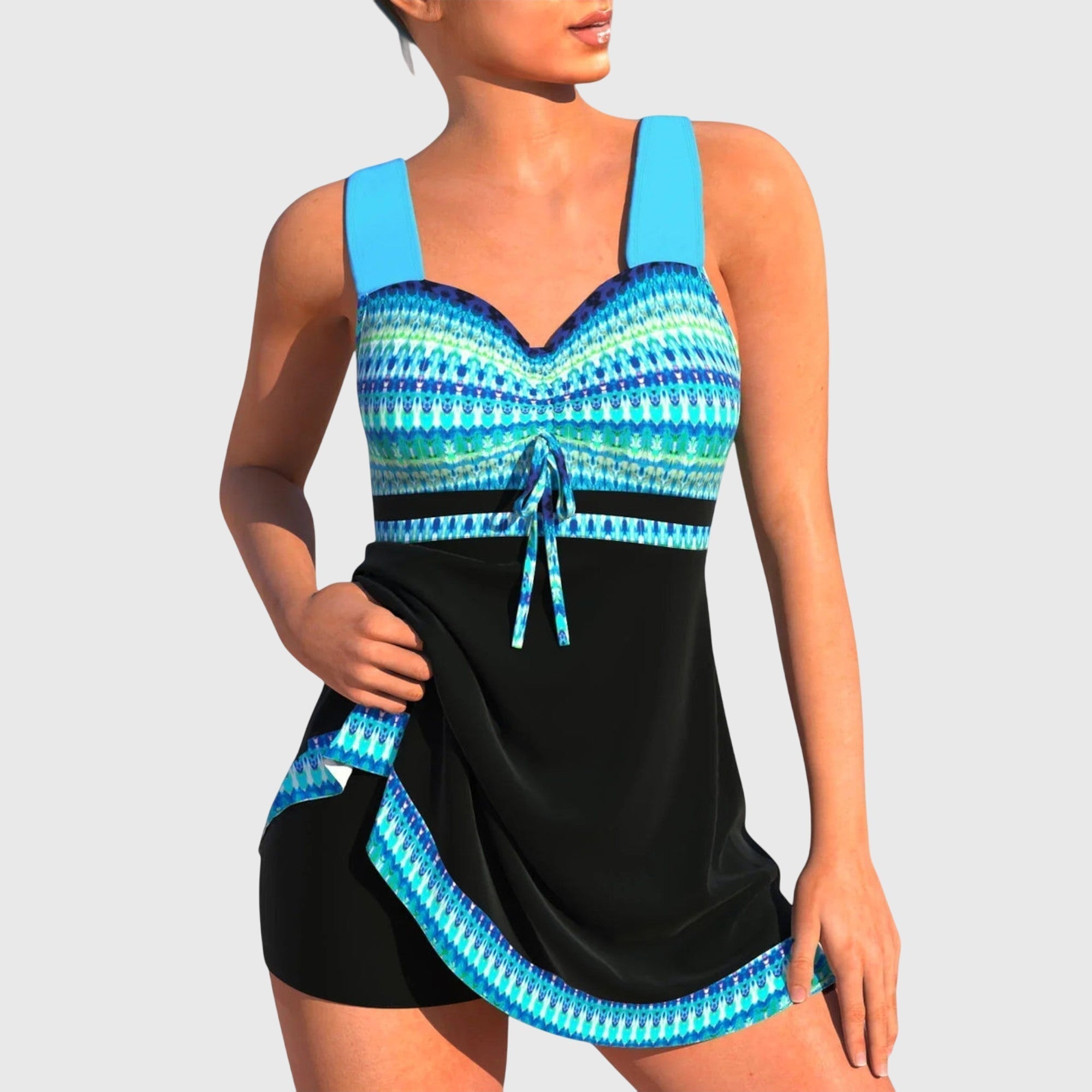 Maillot de Bain Deux Pièces Femme Tankini Imprimé Ethnique Jupe Short
