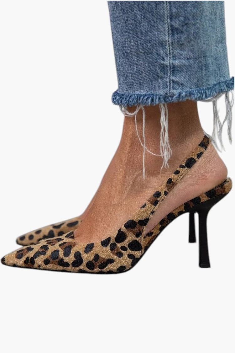 Escarpins Slingback Femme Bout Pointu Talon Fin Daim Élégant