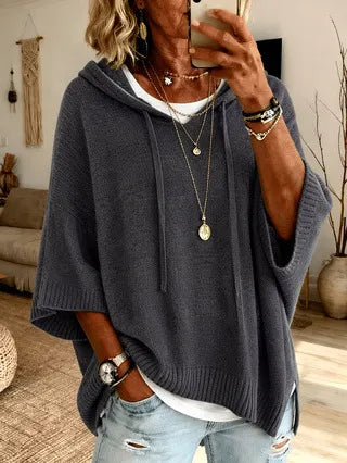 Pull à capuche oversize en maille douce pour femme