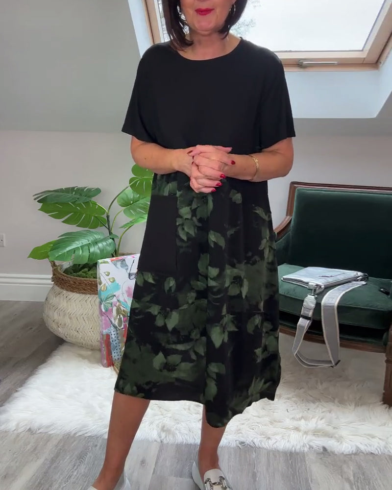 Robe Femme Décontractée Patchwork Floral Coupe Droite Confort