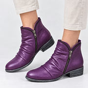 Bottines femme en similicuir à zip latéral et talon bas