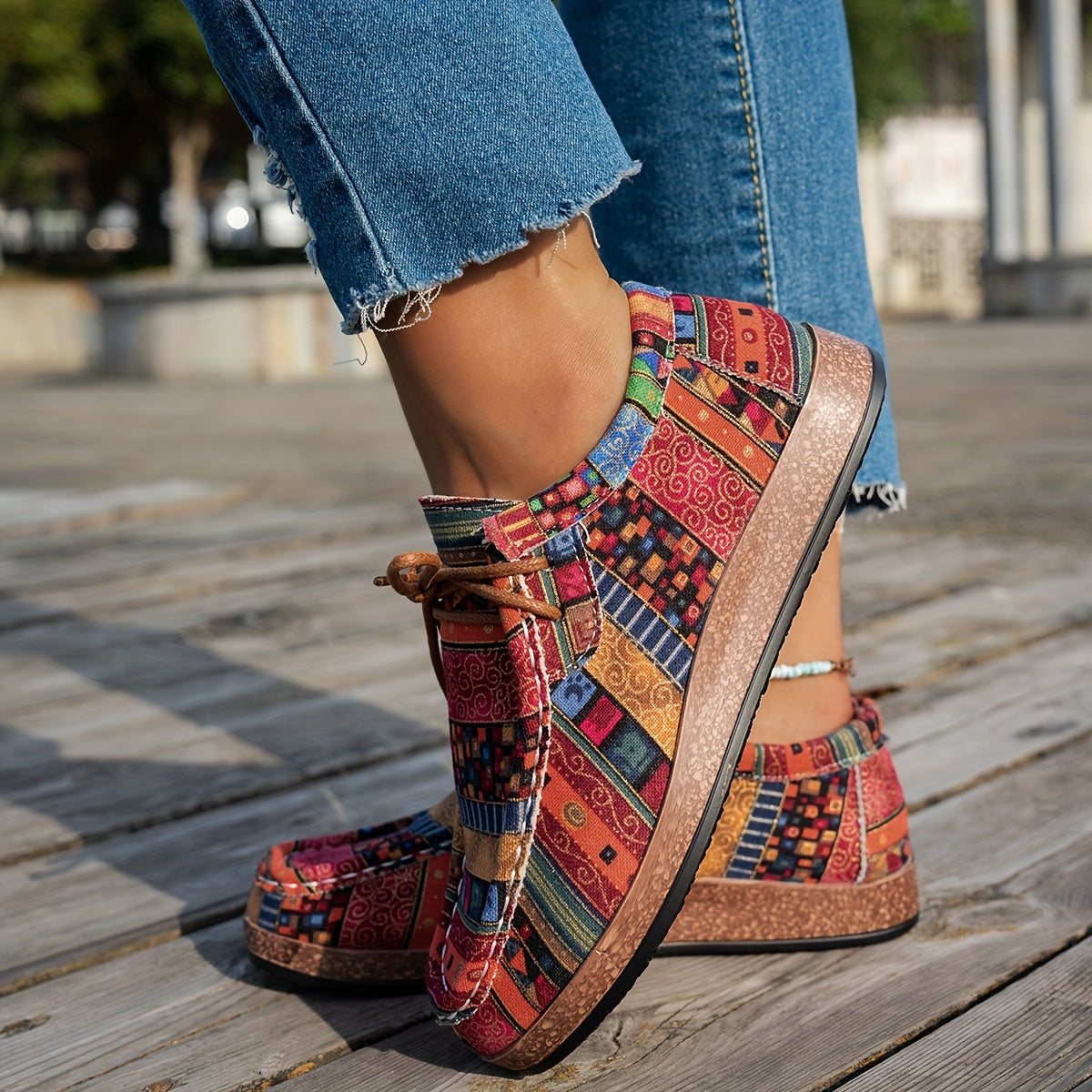 Baskets femme patchwork à lacets pour confort quotidien