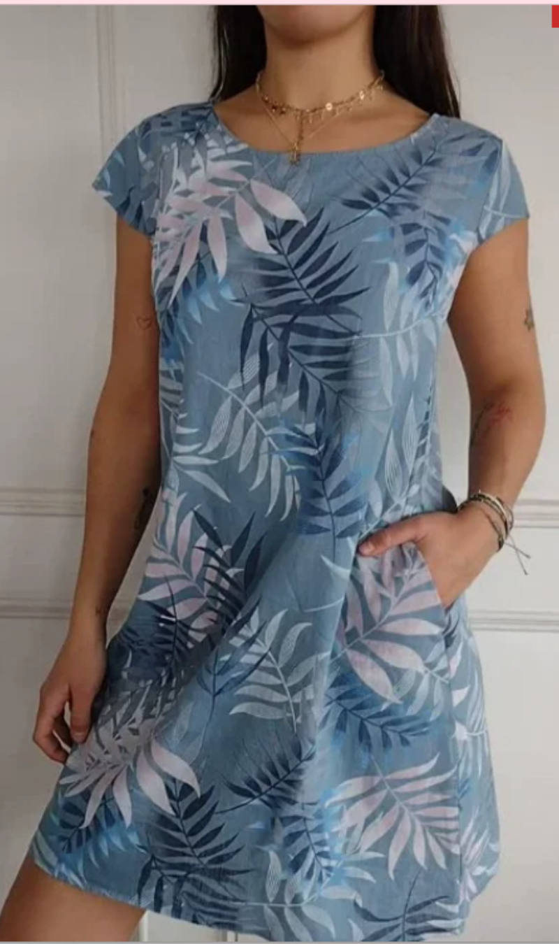 Robe femme fluide à imprimé végétal avec poches