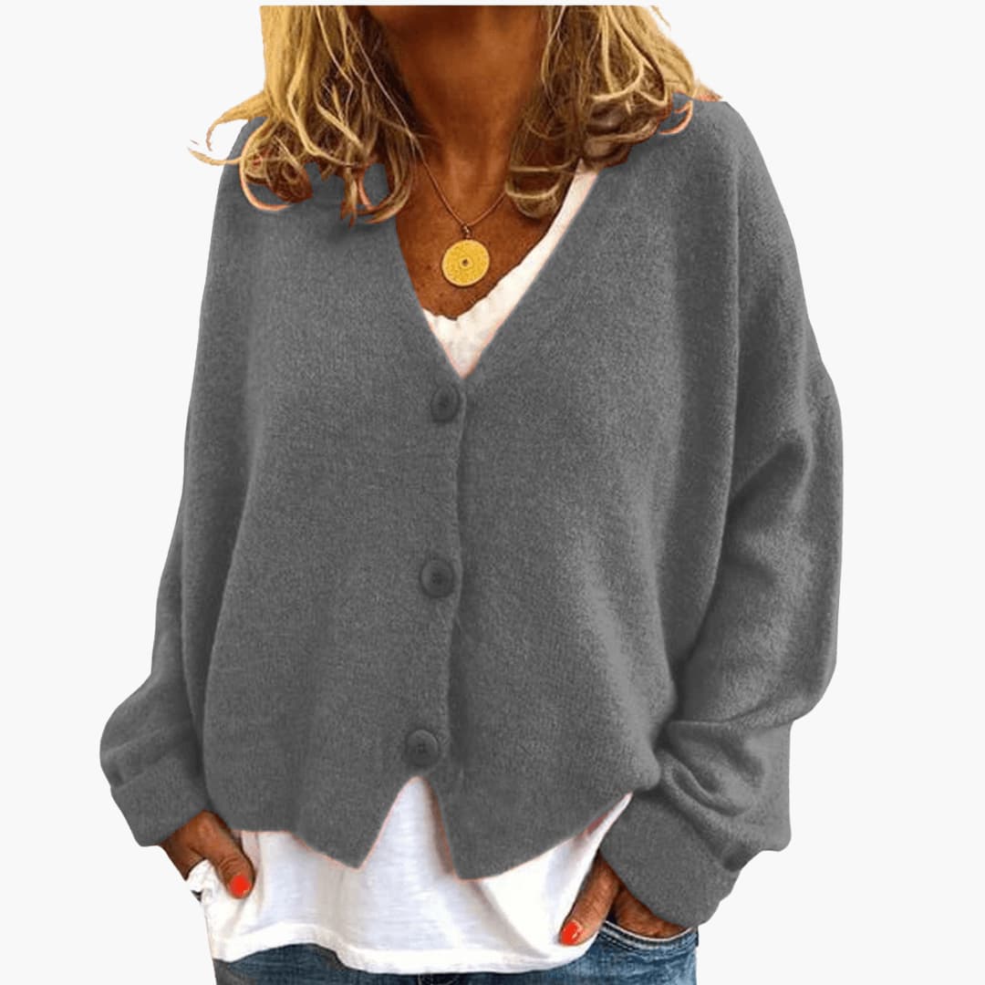 Cardigan femme en maille douce à boutons