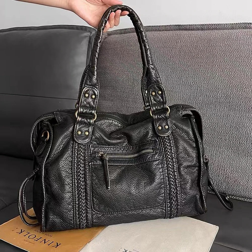 Sac cabas vintage en cuir PU – élégant, spacieux et pratique