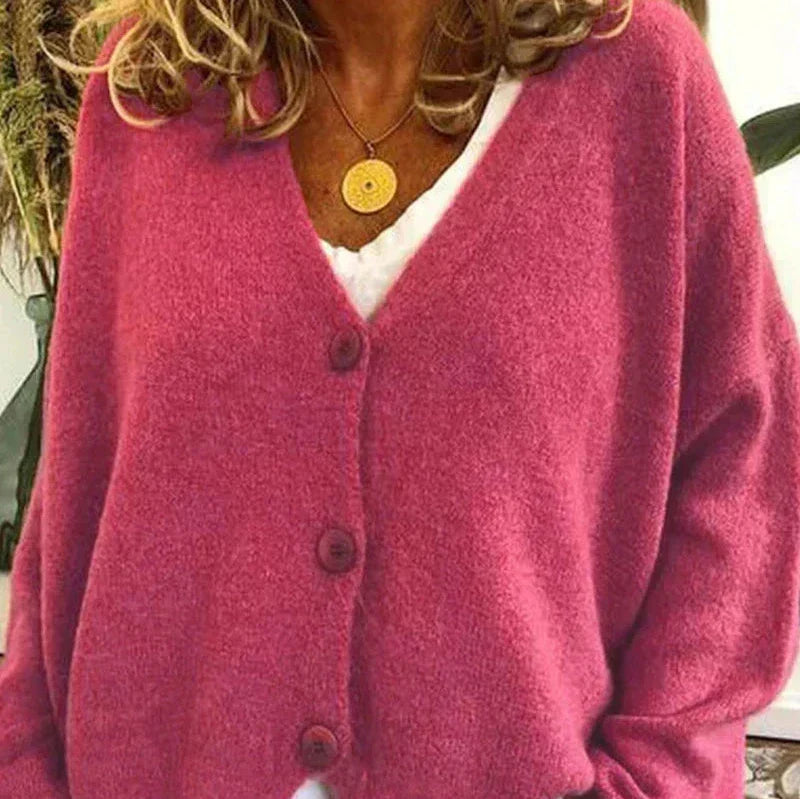 Cardigan femme en maille douce à boutons