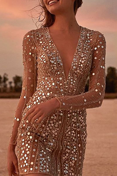 Robe Femme Pailletée Élégante Coupe Ajustée & Look Soirée Chic