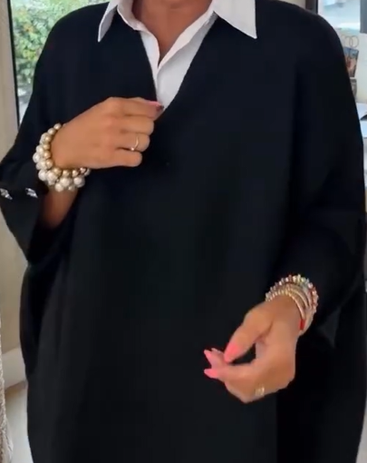 Haut femme ample col chemise | Élégant & confortable