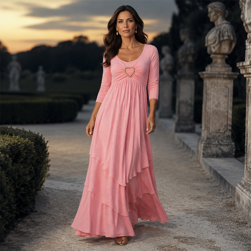 Robe midi femme superposée avec détail cœur