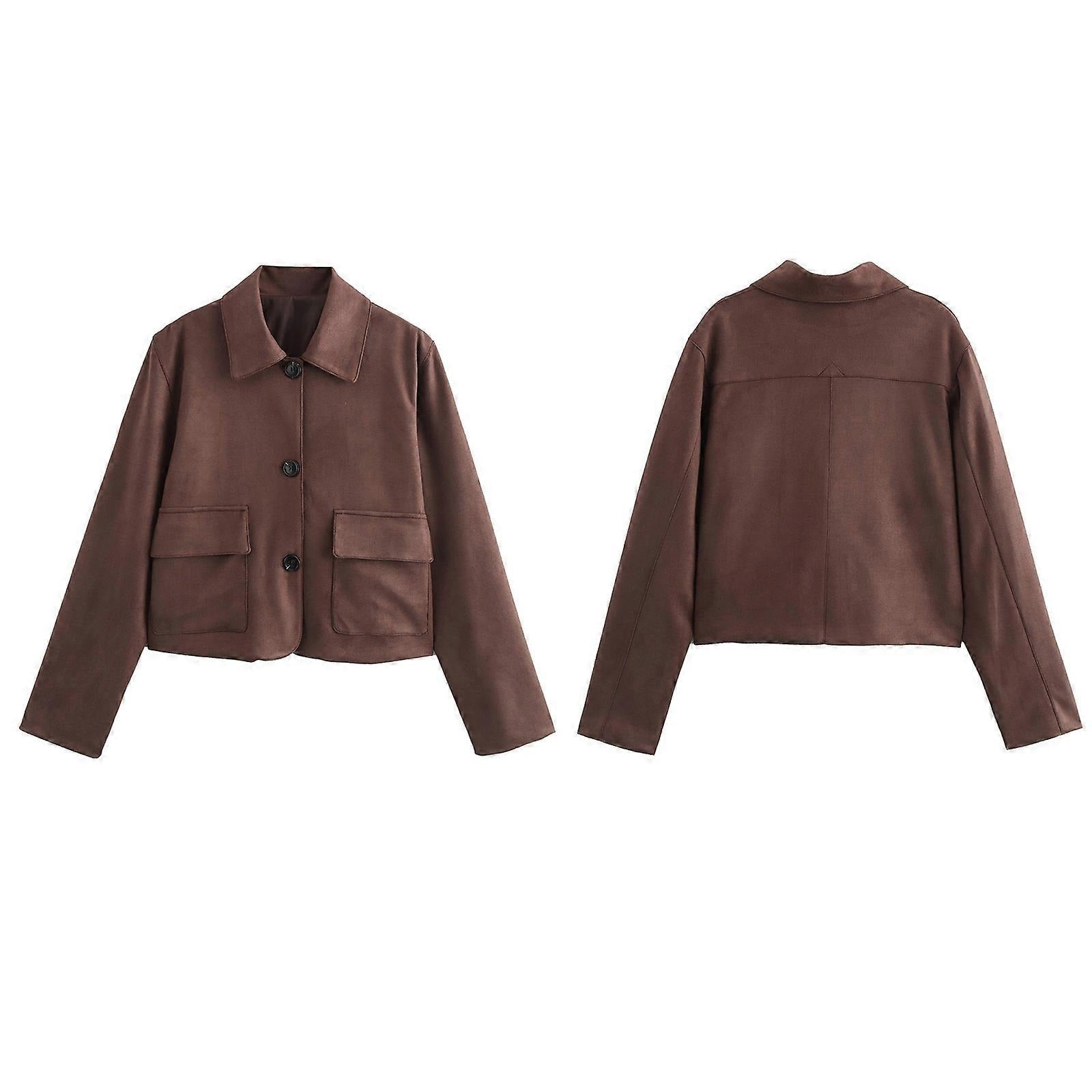 Veste courte femme boutonnée coupe droite avec poches style quotidien