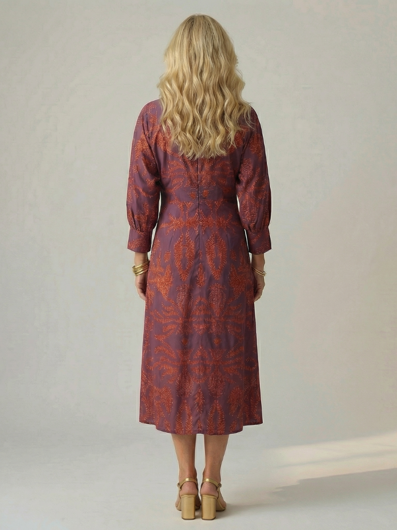 Robe Femme Midi Croisée Imprimée Taille Cintrée Élégante