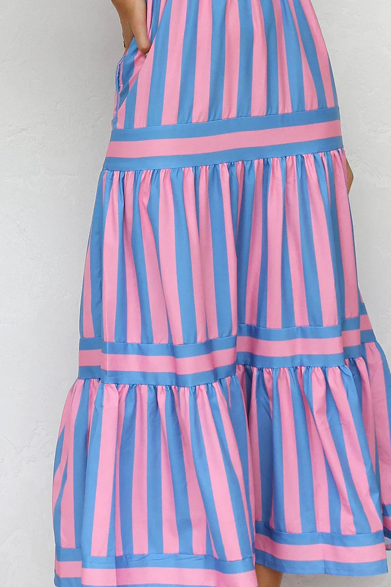 Robe Femme Rayée Longue Bretelles Coupe Fluide Été Élégante
