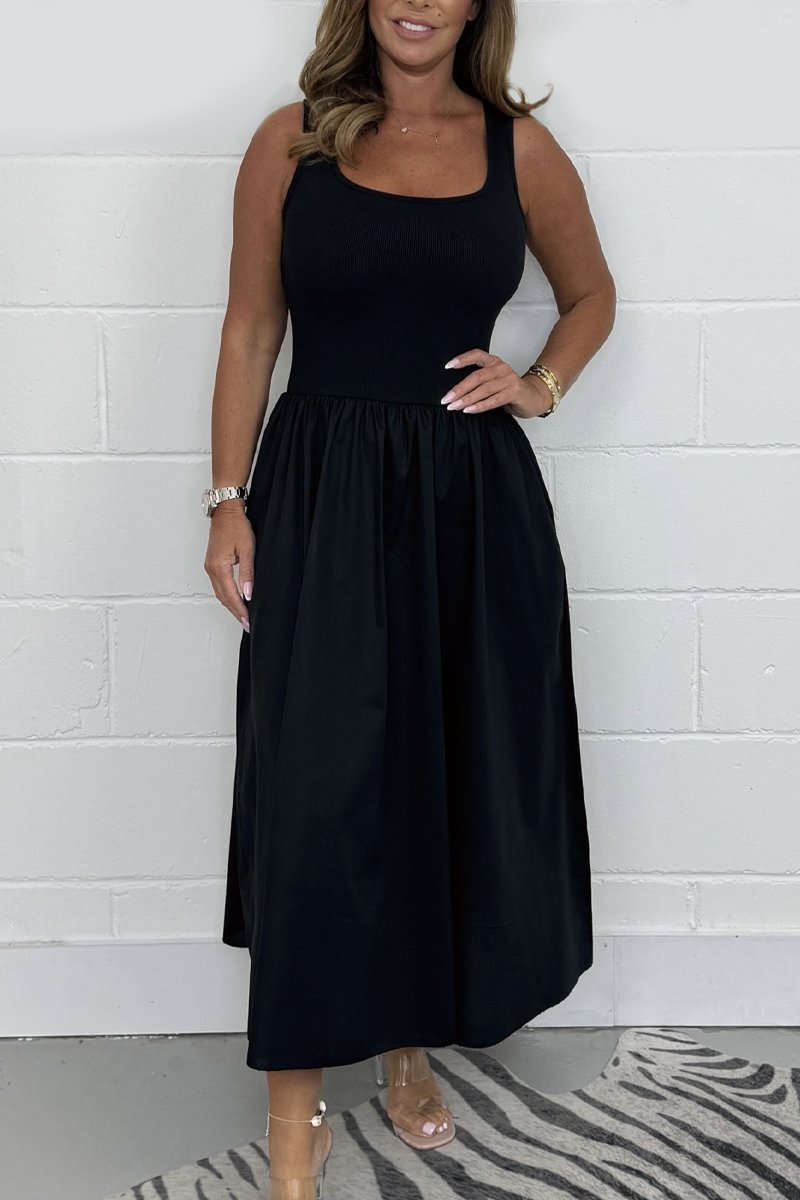 Robe Midi Femme Sans Manches Ligne A pour Été Élégante et Confortable