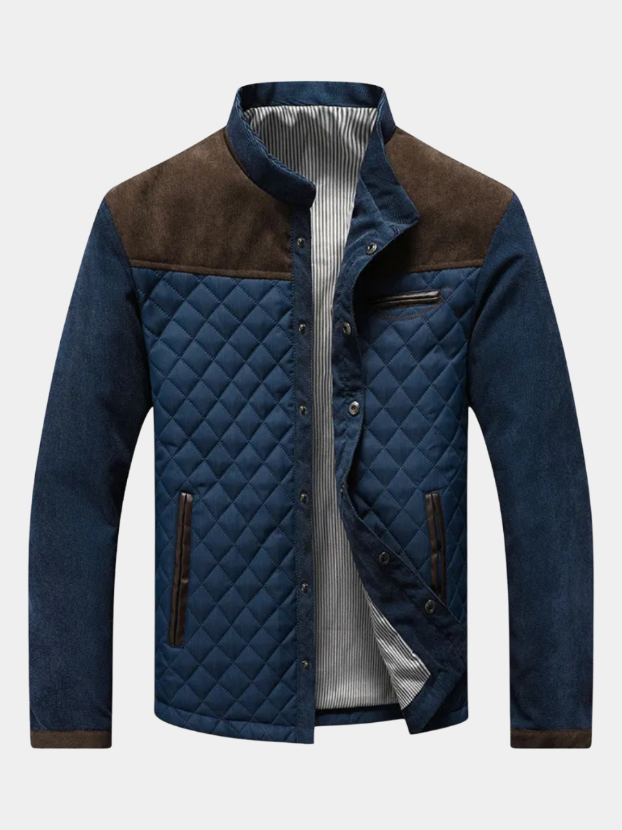 Veste homme matelassée à col montant et empiècements contrastés