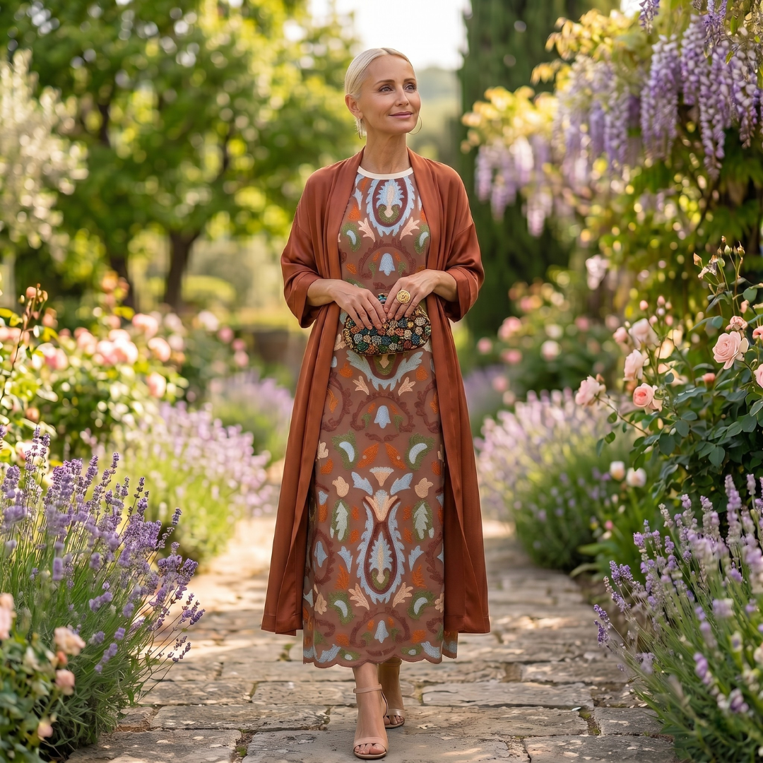 Ensemble femme robe longue avec veste assortie