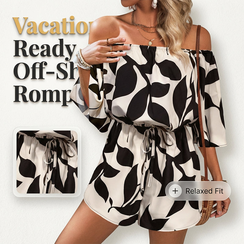 Combinaison short femme à épaules dénudées avec taille ajustable