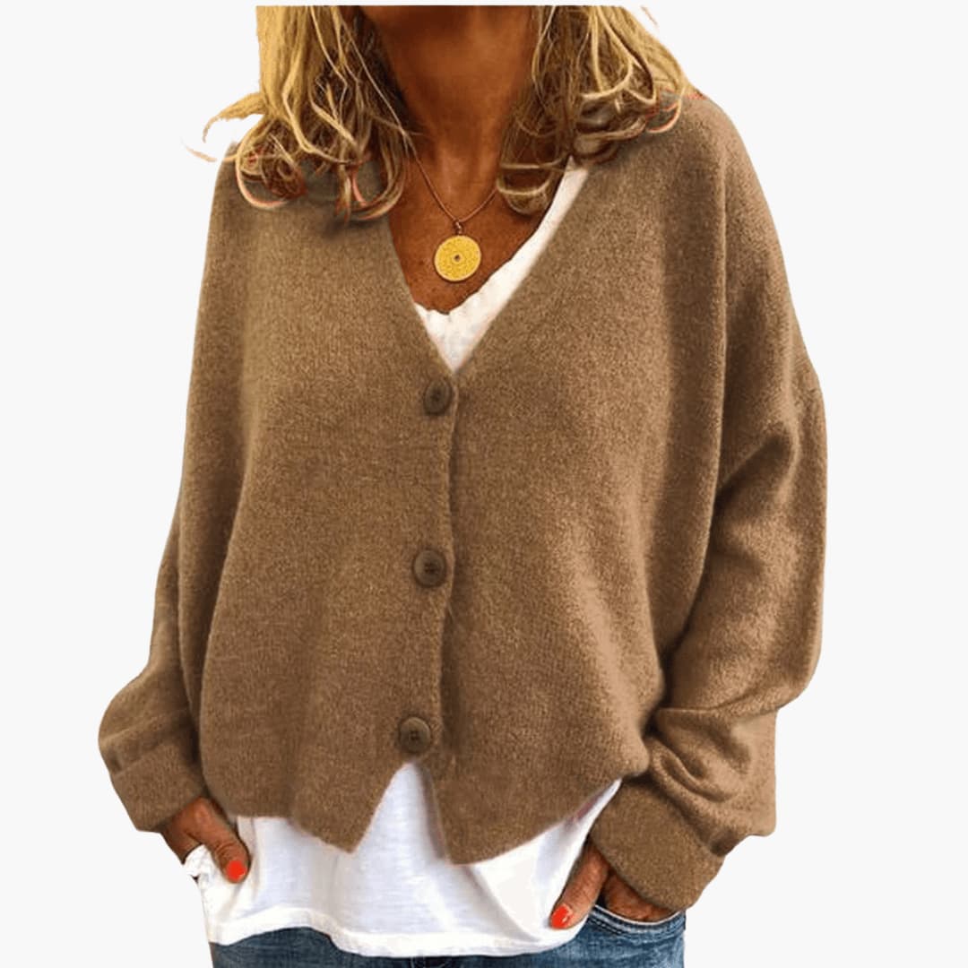 Cardigan femme en maille douce à boutons