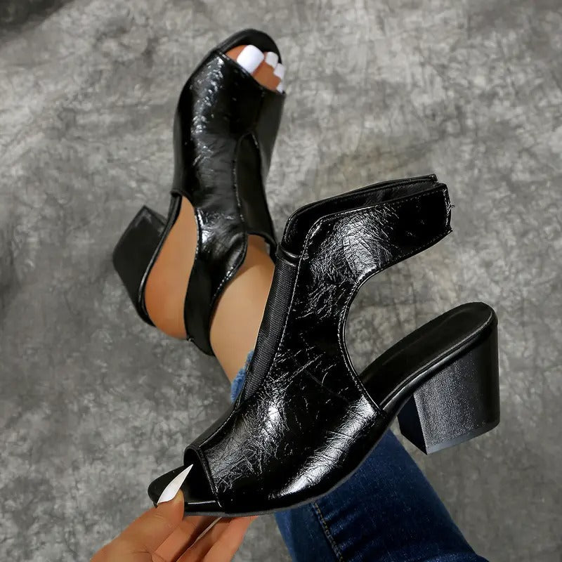 Sandales femme à talon compensé avec bout ouvert