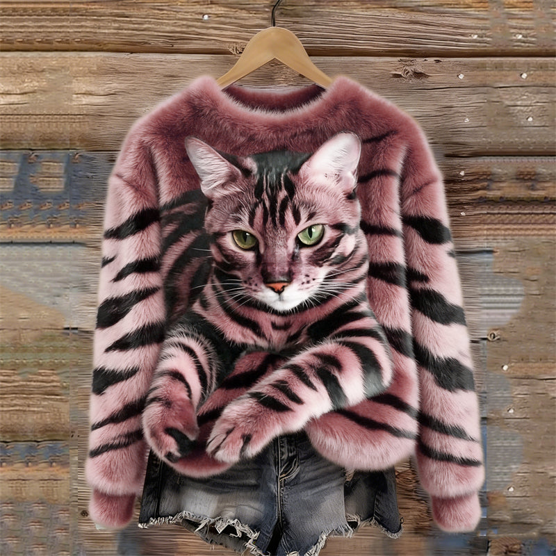 Sweat peluche à motif animal pour femme confortable et original