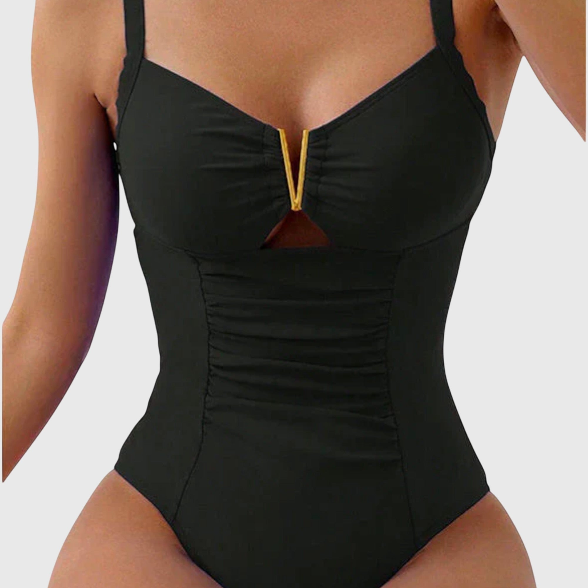 Maillot de Bain Femme Une Pièce Sculptant Décolleté V Élégant Été