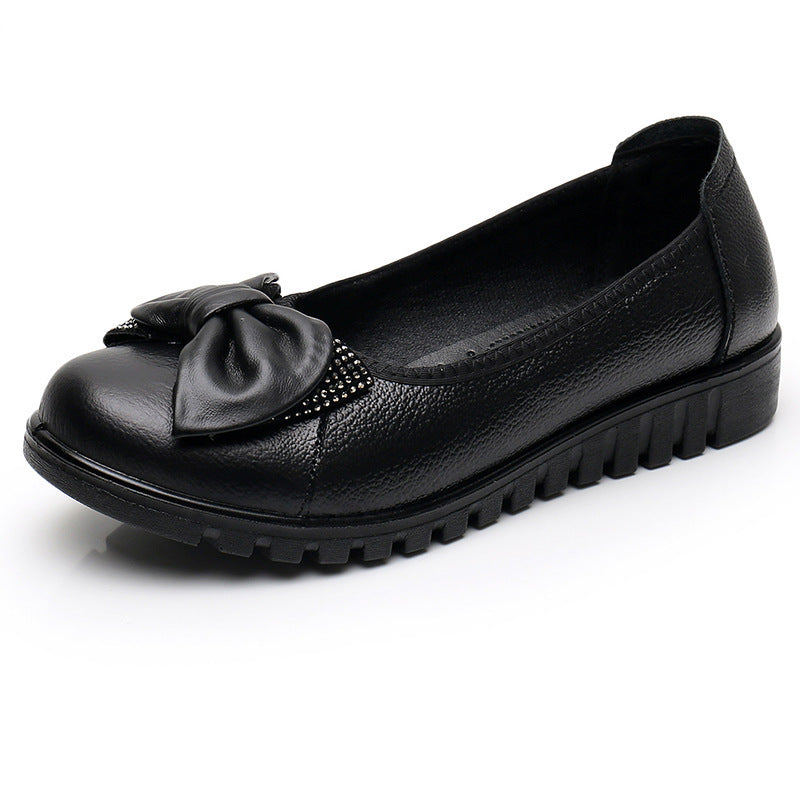 Ballerines femme à bout large avec nœud décoratif
