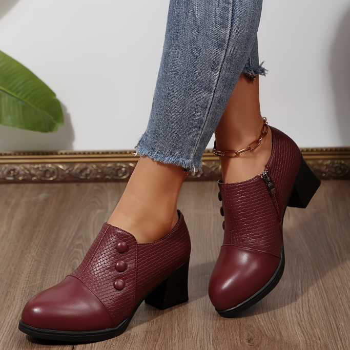 Escarpins femme à talon bloc et fermeture zippée