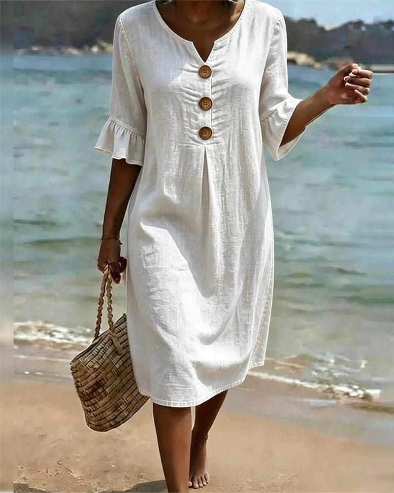 Robe Femme Denim Fluide Manches Volantées Élégante Été