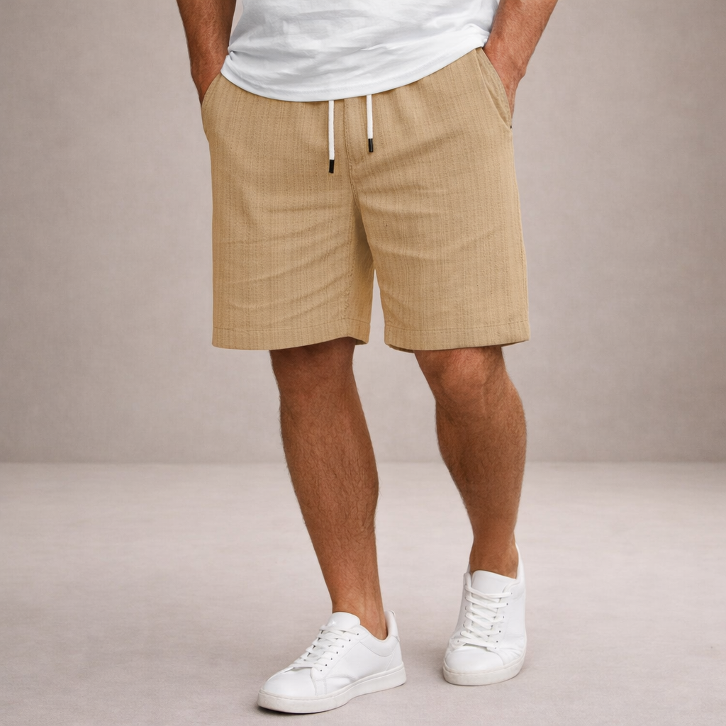 Short homme d’été en lin mélangé avec taille à cordon