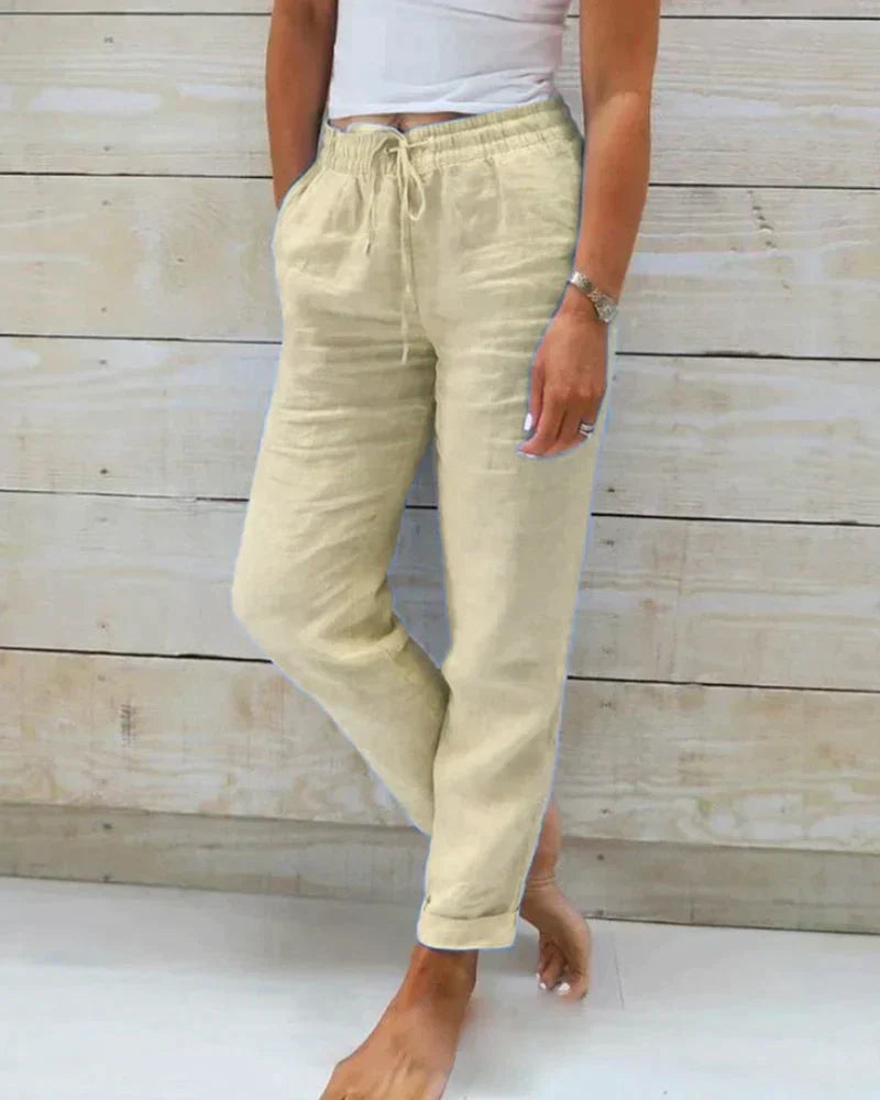 Pantalon Femme en Lin au Style Décontracté et Élégant