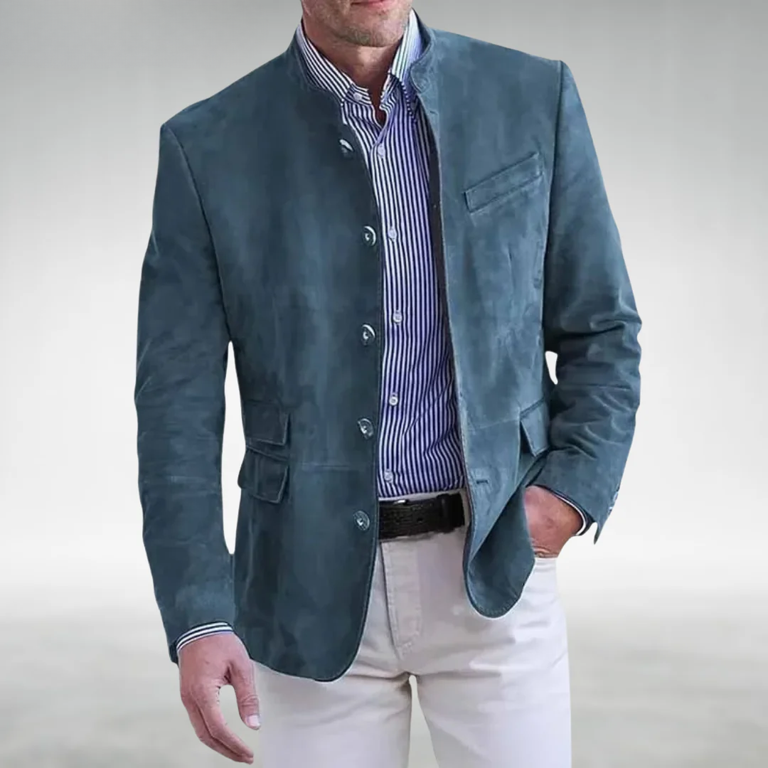 Veste homme effet daim à col montant élégant