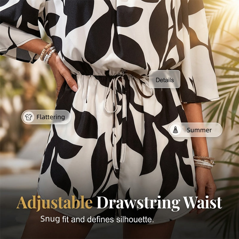 Combinaison short femme à épaules dénudées avec taille ajustable