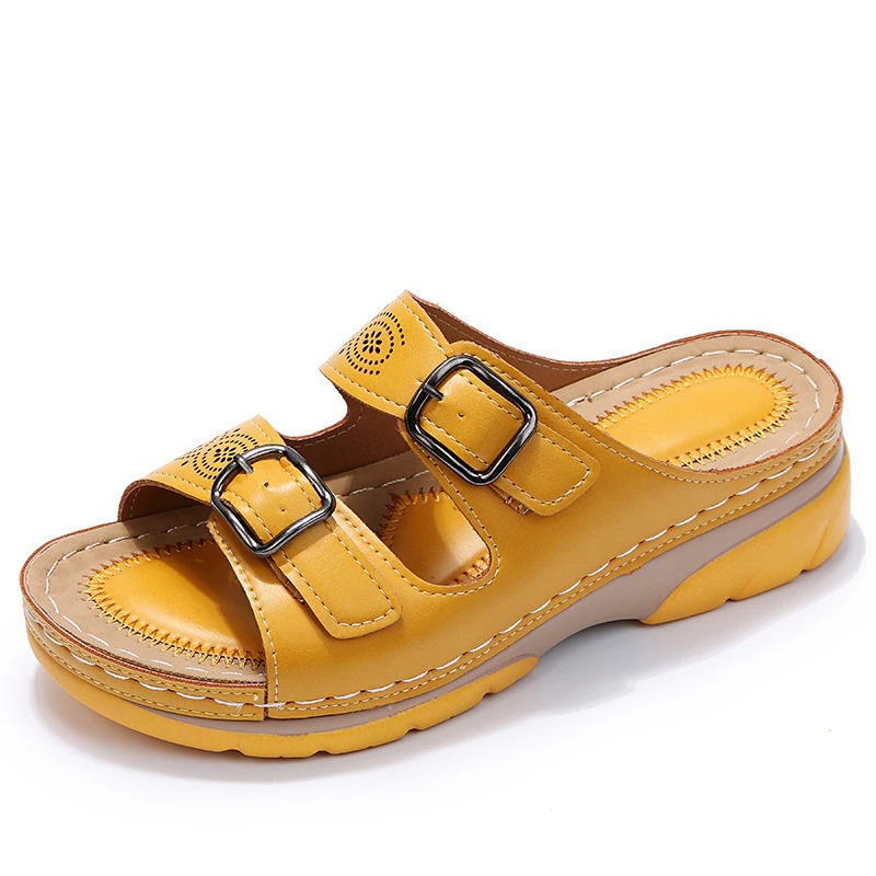 Sandales femme confort à double bride réglable et semelle ergonomique
