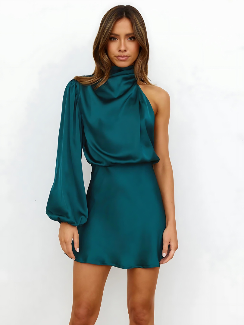 Robe Femme Élégante One Shoulder Satinée