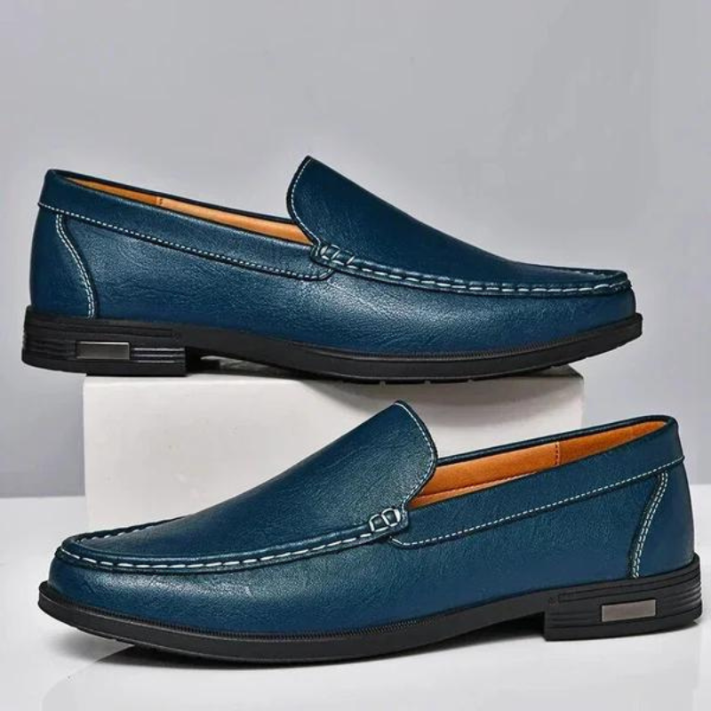 Mocassins homme en cuir avec coutures contrastées