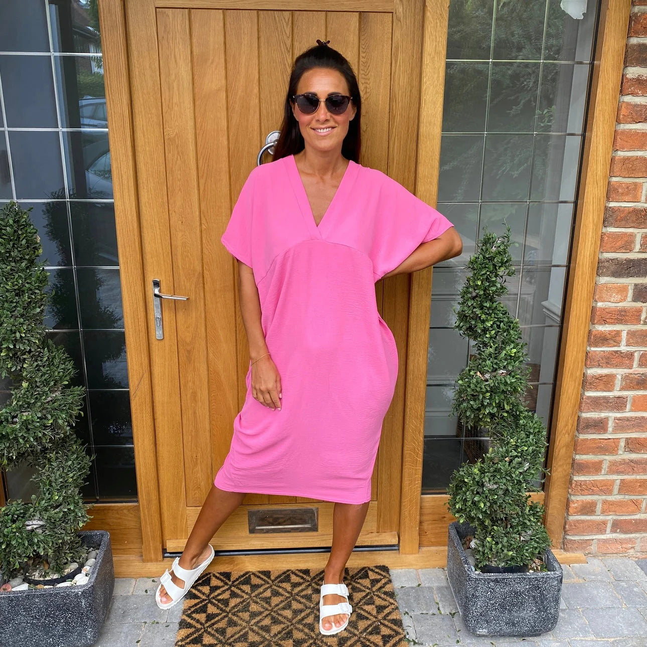 Robe Femme Élégante Coupe Ample Décolleté V Style Chic Confort Quotidien