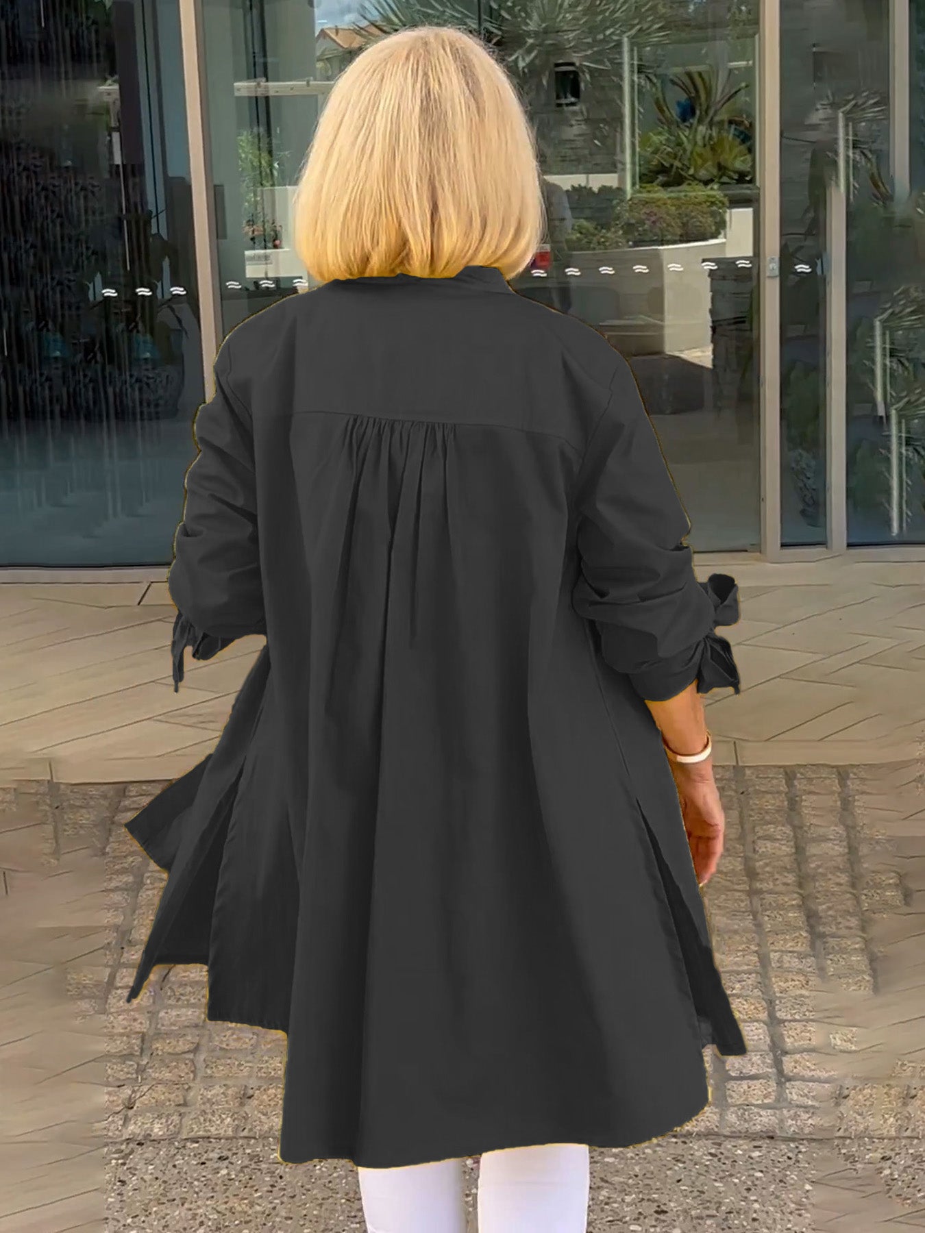 Veste Chemise Longue Femme en Coton Boutonnée Élégante