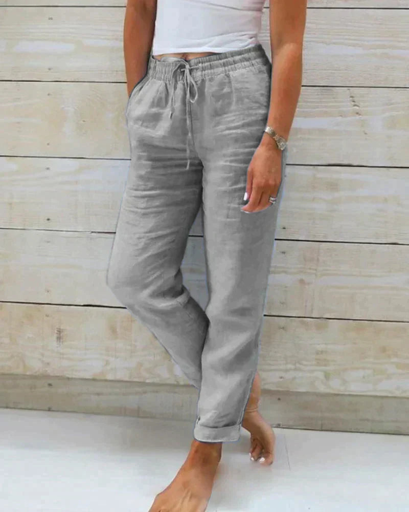 Pantalon Femme en Lin au Style Décontracté et Élégant