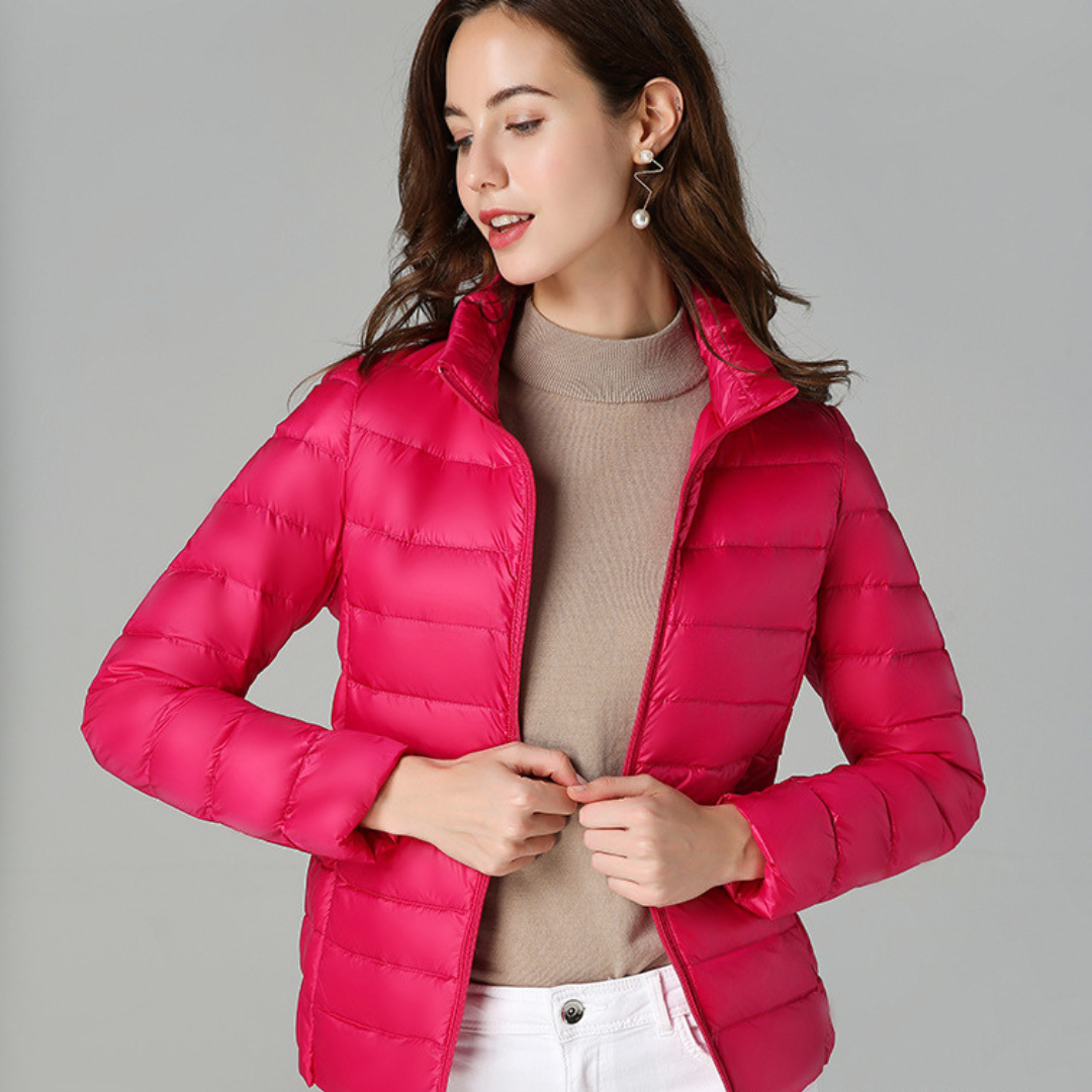Rhoselle™ - Veste En Duvet Ultralégère Avec Plis Sophistiqués