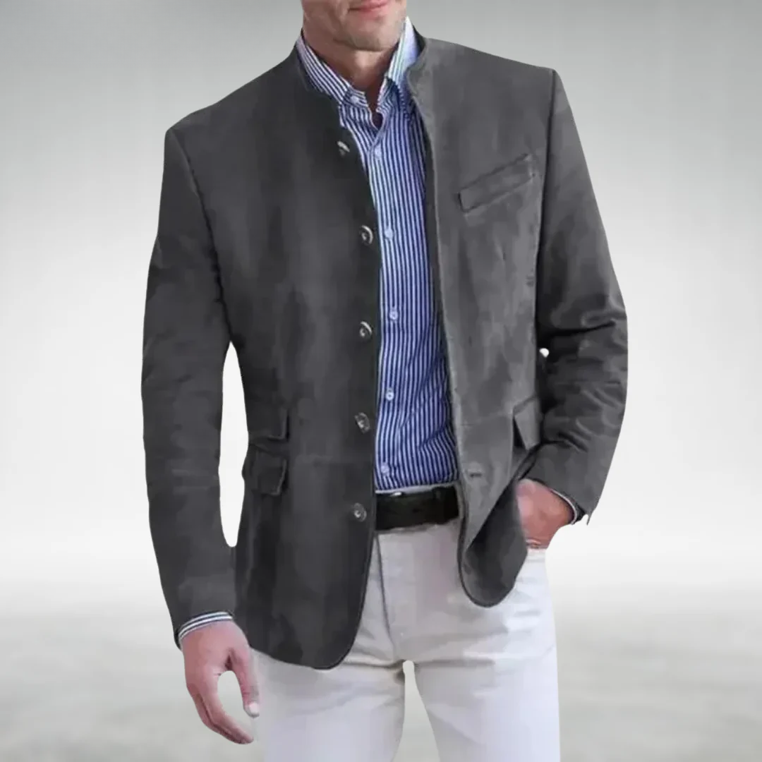 Veste homme effet daim à col montant élégant