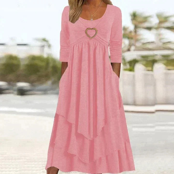 Robe midi femme superposée avec détail cœur