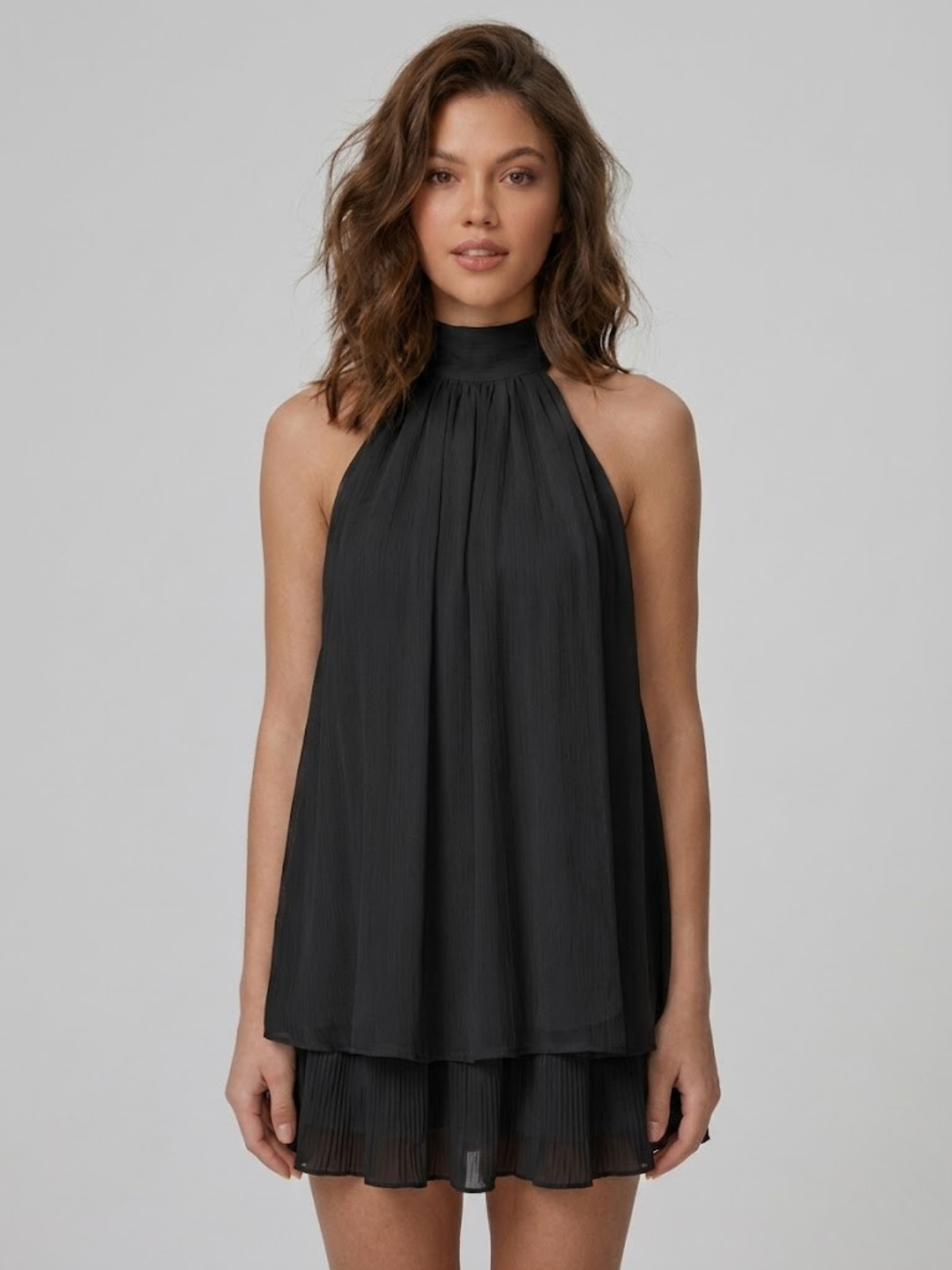 Robe Courte Femme Dos Nu Col Halter – Robe Volantée Été