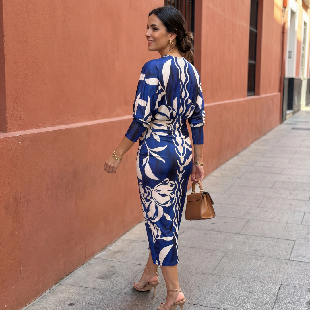 Robe Femme Élégante Décolleté V Coupe Croisée Fluide