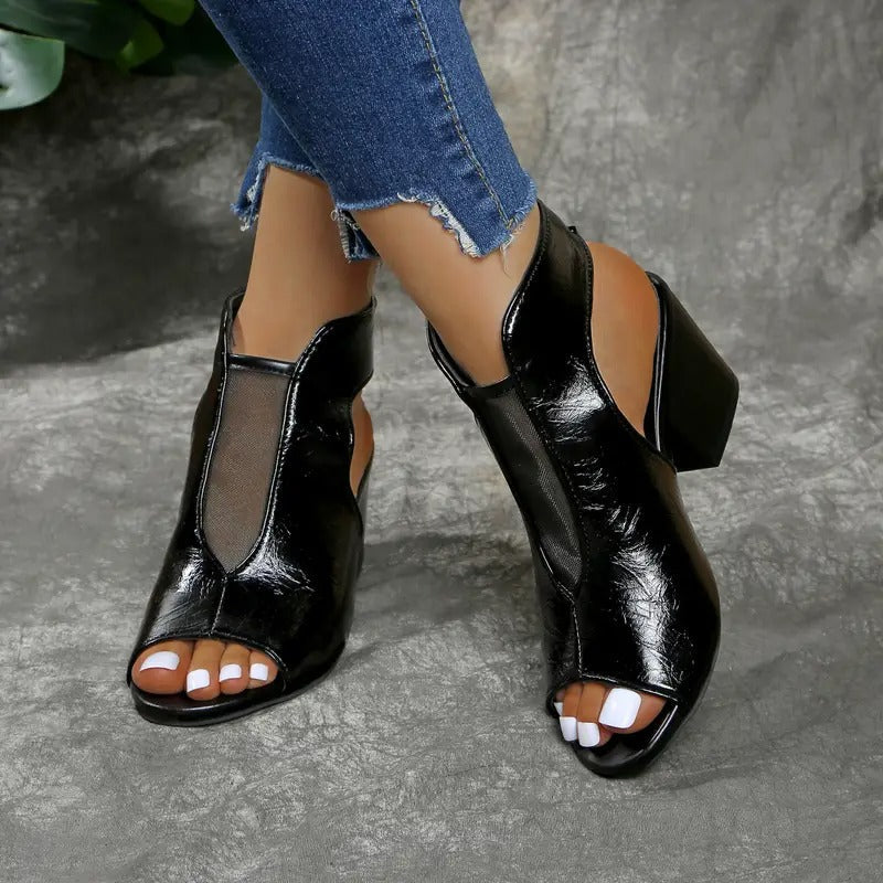 Sandales femme à talon compensé avec bout ouvert