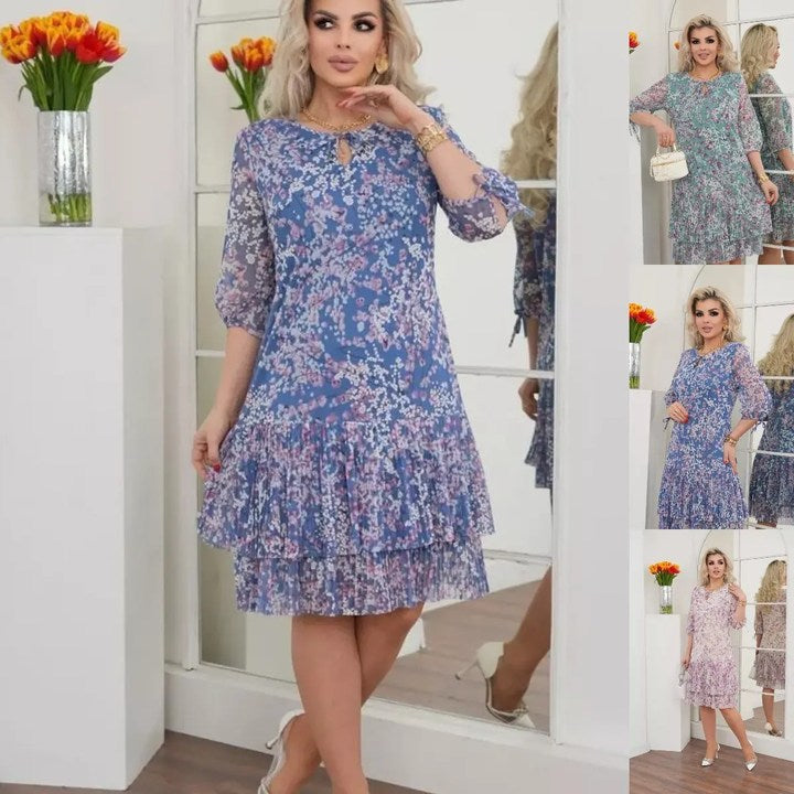 Robe Fleurie Élégante à Volants pour Printemps et Été